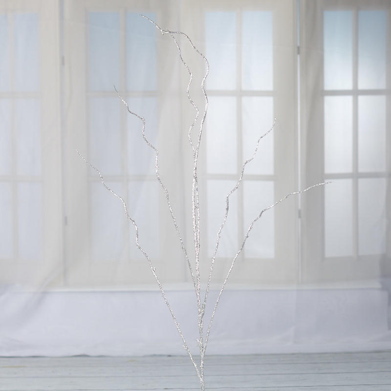 Pack of 4 Silver Glittery Artificial 50″ Decorative Twig Sprays