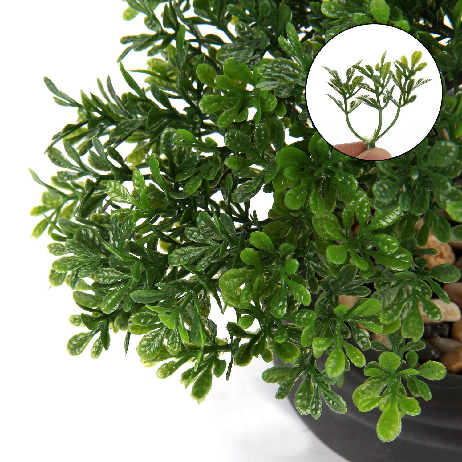 Artificial Bonsai Tree Juniper Faux Plants Indoor Small Fake 9in, Green Ficus