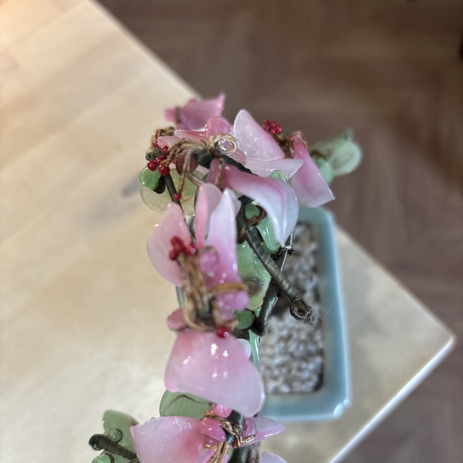 VTG Pink Cherry Blossom Bonsai Tree 7”