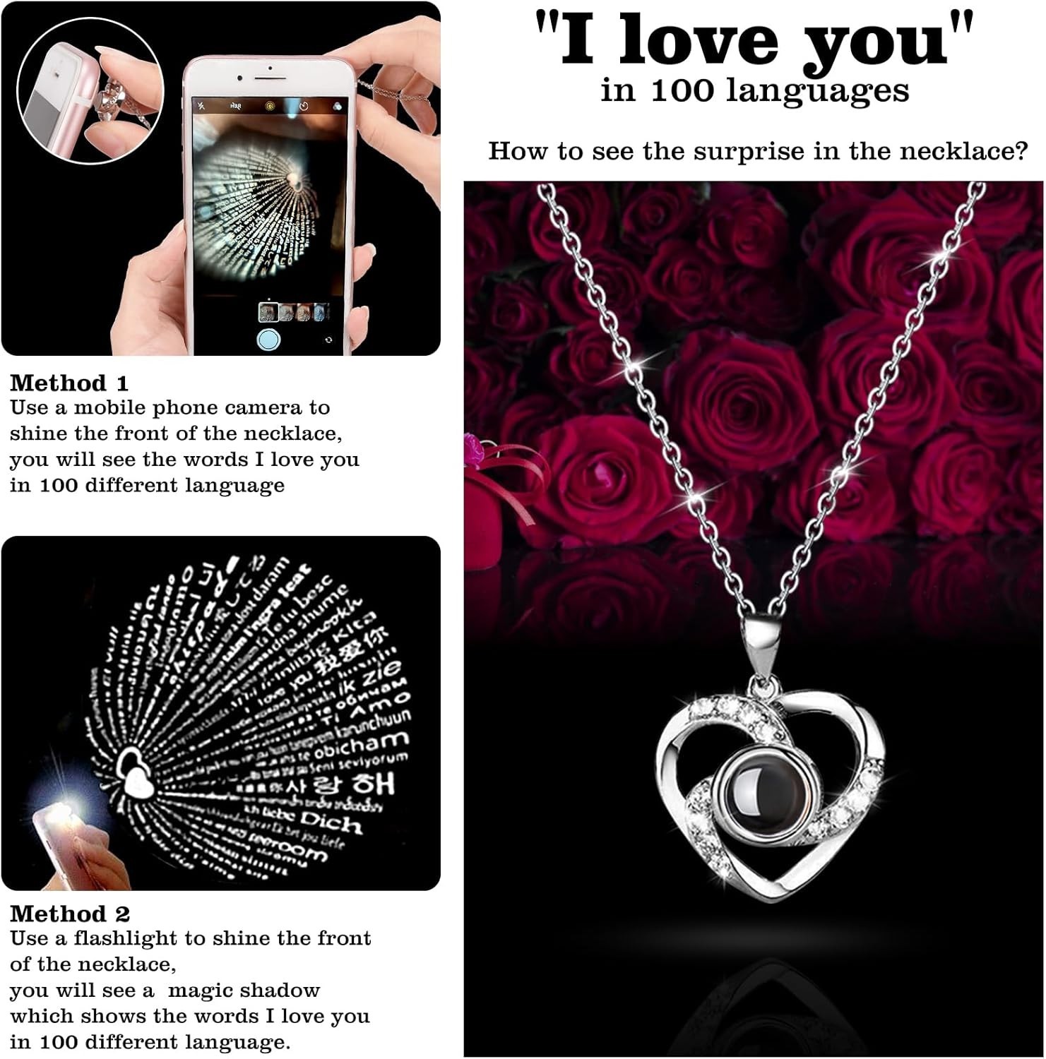 Extra Large 16 Flower Heart Shape Box Gifts with Necklace for Her Women Girlf…
