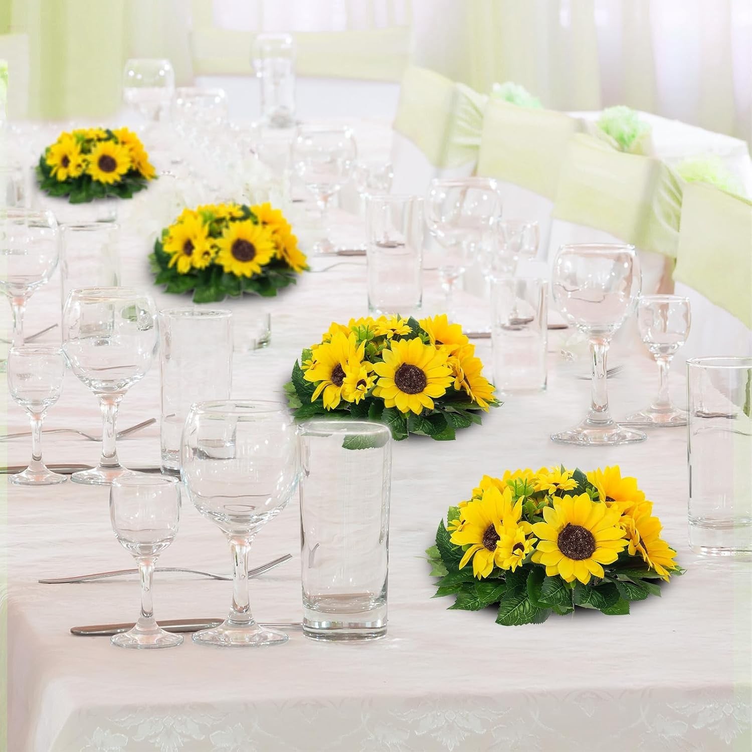 Sunflowers Artificial Flowers Ball – 10 Pcs Fake Yellow Sunflower Flowers Cen…
