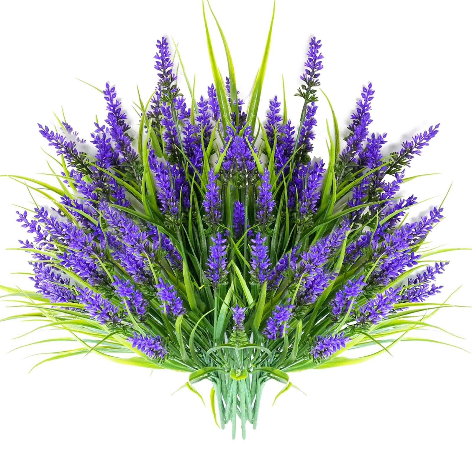 12 Bundles Artificial Lavender Plants Outdoor UV Resistant, Faux Monkey Grass…