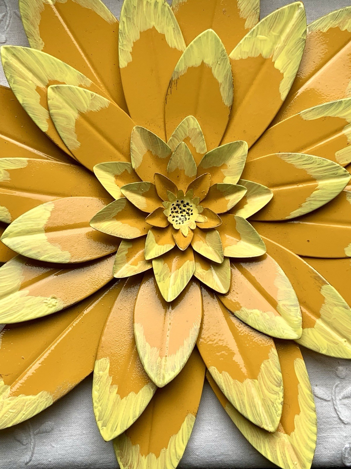 🌼Vintage Metal Flower Wall Indoor/Out Yellow Sunflower Zinnia Chrysanthemum🌻