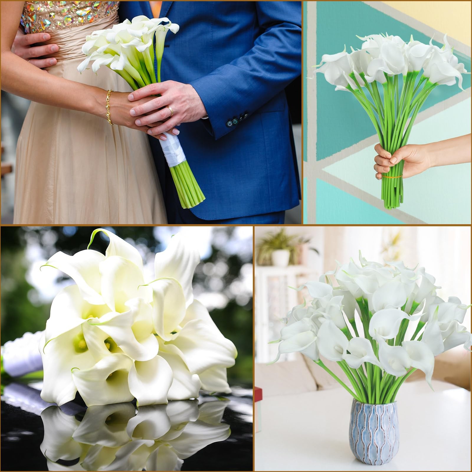 100 Pcs Calla Lily Artificial Flowers Bulk 14 Inch Comfortable Touch Calla Li…