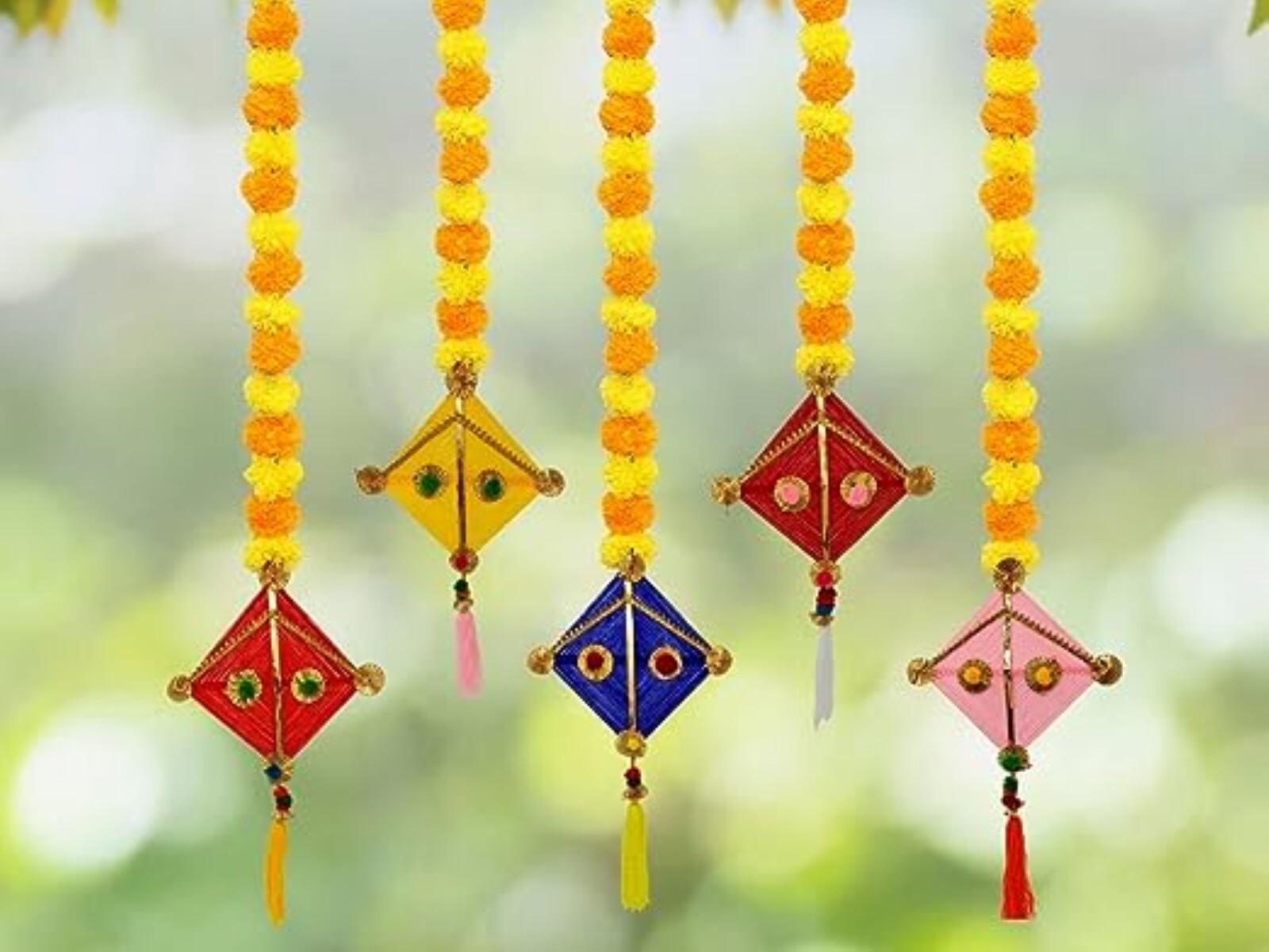 Handmade Artificial Marigold Fluffy Flowers Hanging for Home & Office Decoration