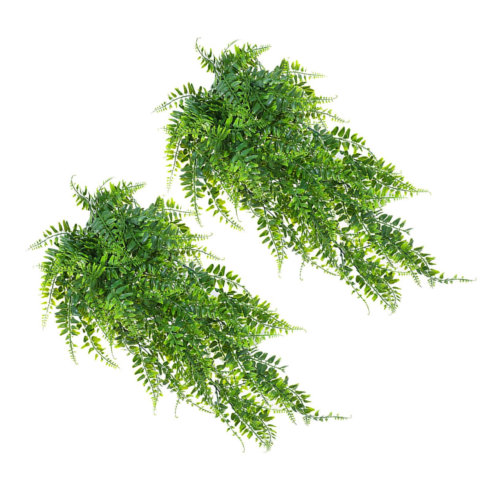 2pcs Artificial Hanging Plants Fern Lifelike Decoration For Home Green 75cm