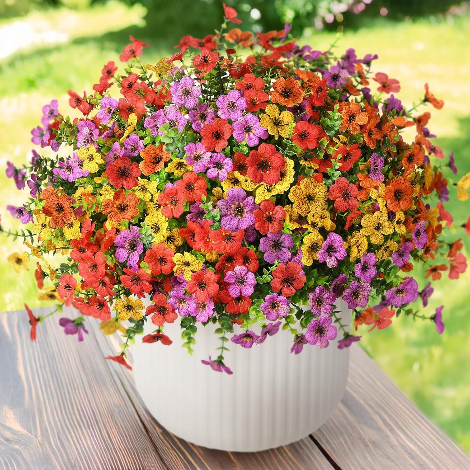 Artificial Flowers Faux Plants Outdoor Fake Flowers Spring Decor,12 Bundles