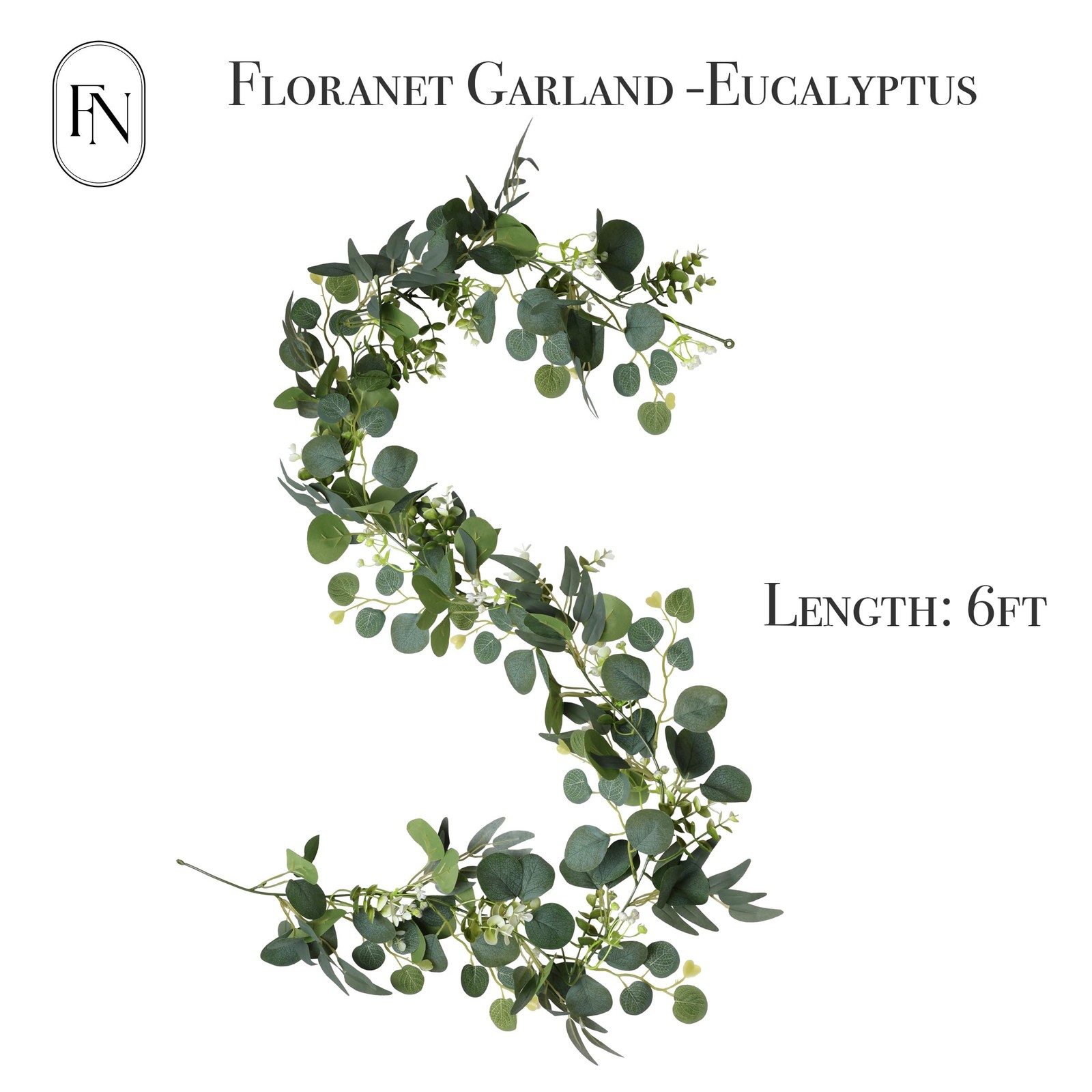 2 Pack 6 FEET Artificial Eucalyptus Garland Faux Silk Leaf Silver Dollar Euca…