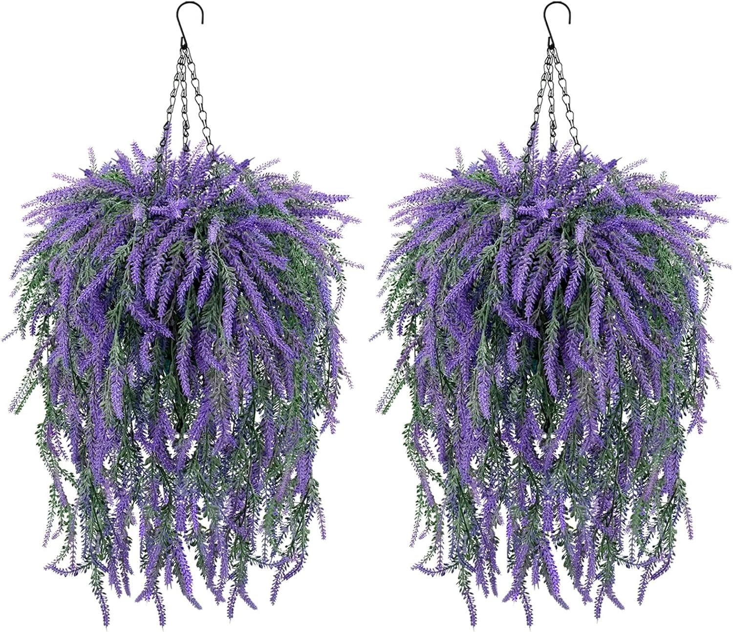 12 Artificial Lavender Hanging Baskets – UV Resistant for Porch & Garden