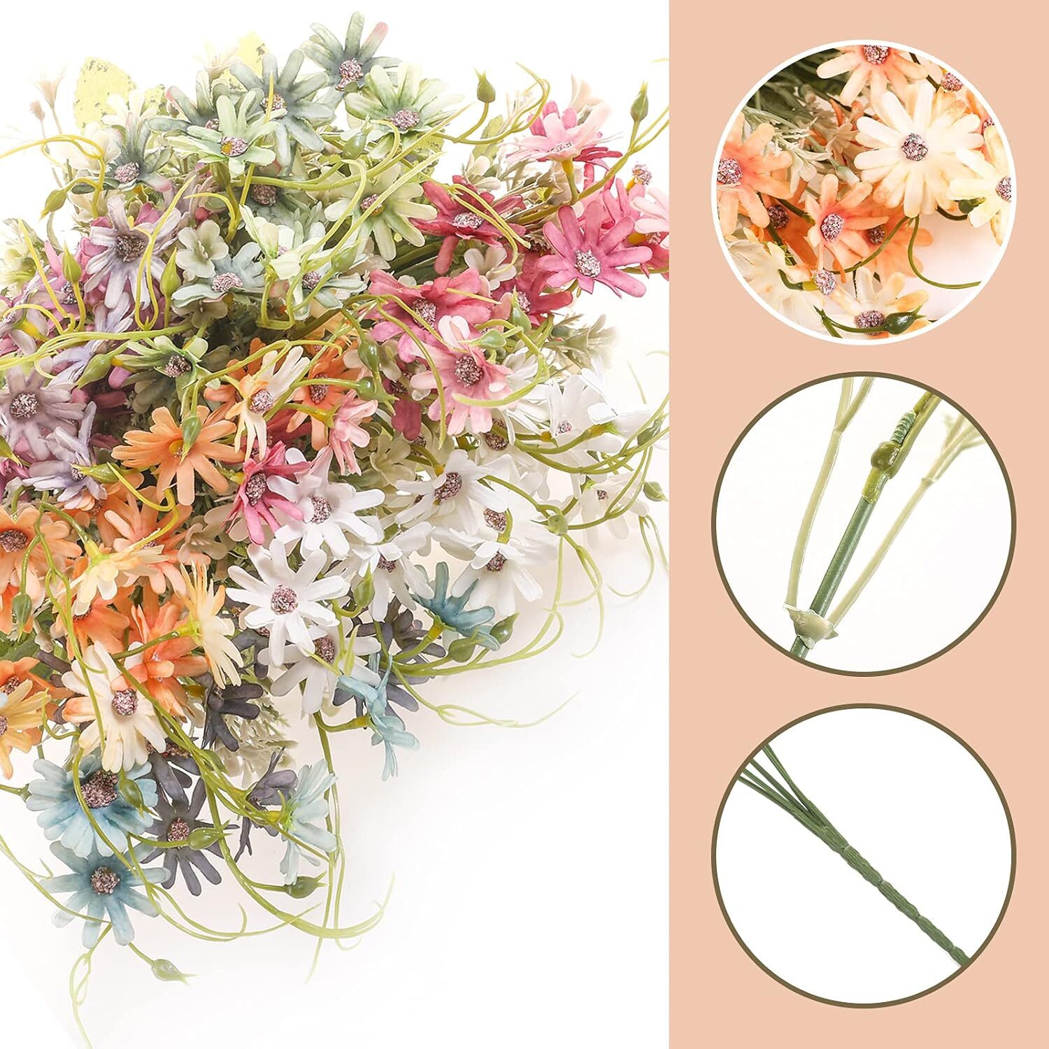 Artificial Flowers Silk Wildflowers In/Outdoor Fake Colorful Mixed Bundles Decor