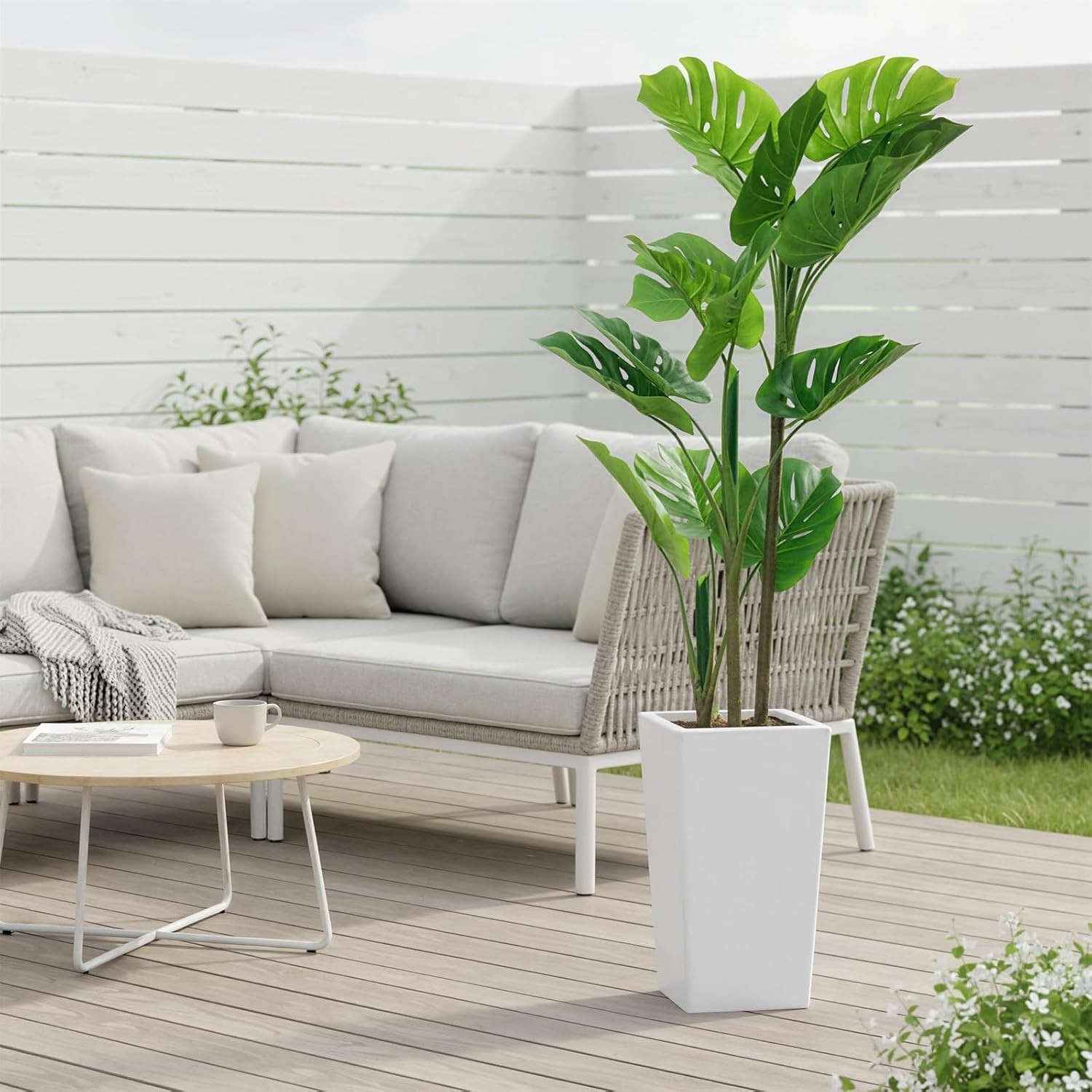 4.5FT Artificial Monstera Fake Plant,Decorative Evergreen Tropical Monstera Tree