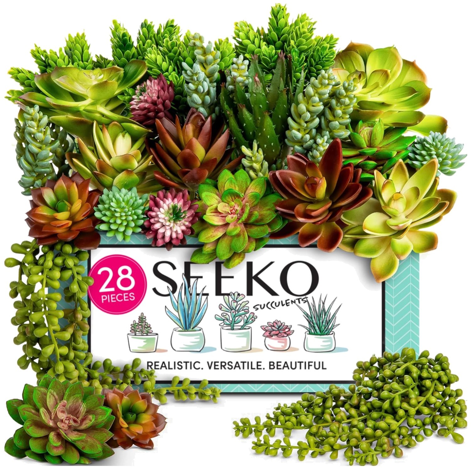 Artificial Succulents 28-Pack for Home Decor