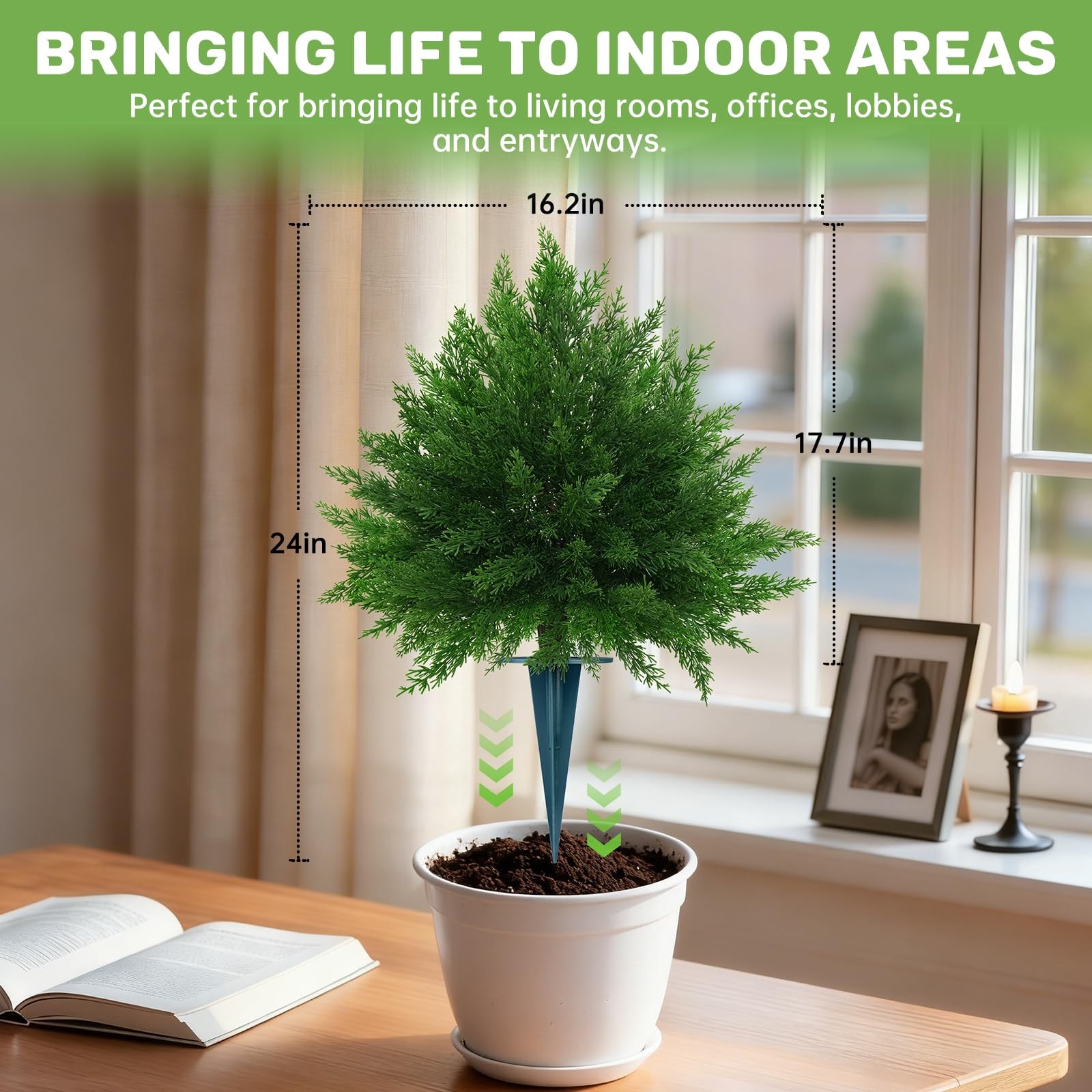 Artificial CedarTopiary Bushes for Outdoors with Spike, Set of 2 Cypress Topi…