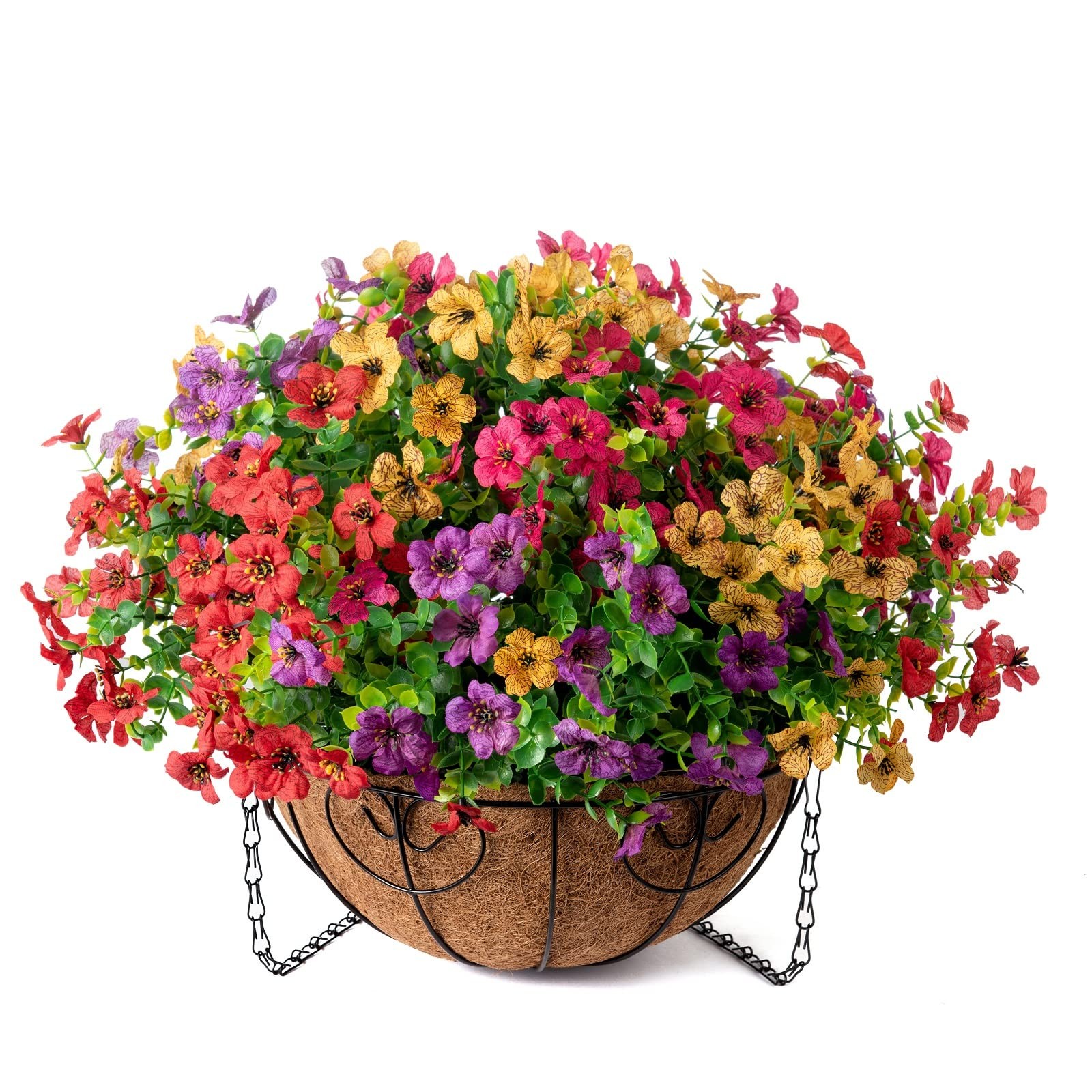Artificial Faux Hanging Plants Flowers Basket Summer Outdoor UV Resistant Daisy