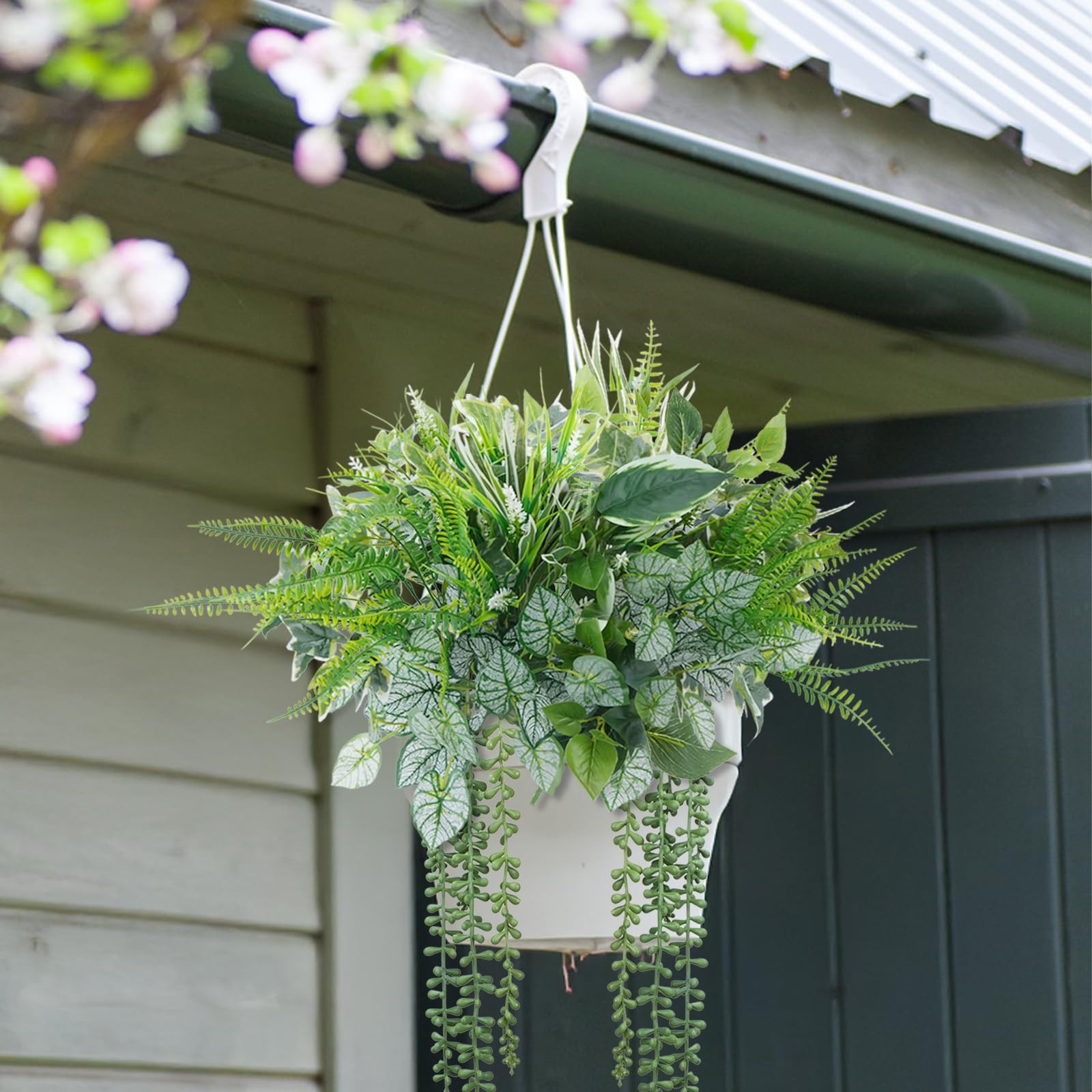 16 Bundles Artificial Greenery Stems for Outdoors Faux Plants UV Resistant Fa…