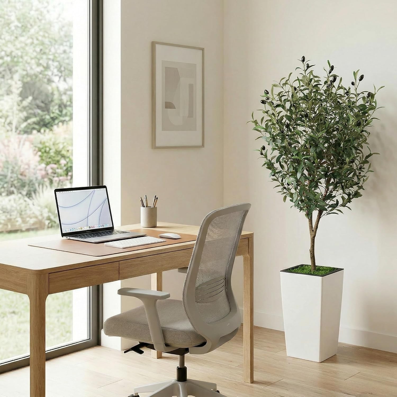 Artificial Olive Tree with White Pot 120/150/180cm Tall Faux Olive Plant Home