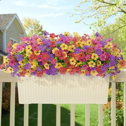 Artificial Flowers for Outdoor 24 4 Mix Color(fuchsia Purple Yellow Red)