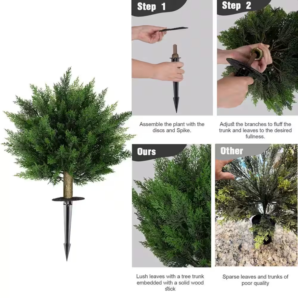 2-Set 2.36 Ft. Artificial Green Tree 28.35 In. Fake Plants Outdoor Indoor Faux T