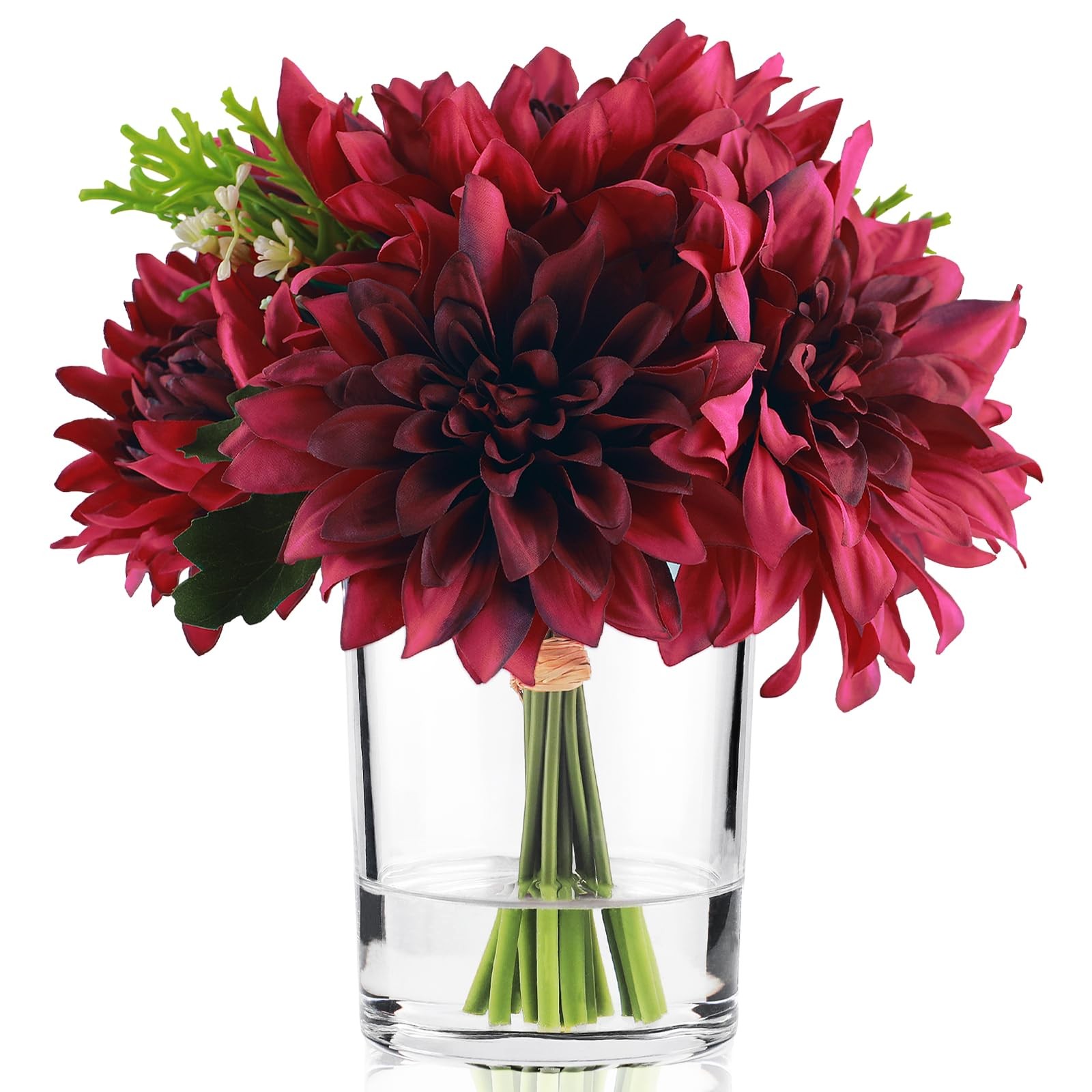 Artificial Flowers in Vase, Silk Faux Flower Arrangements in Vase with Faux W…