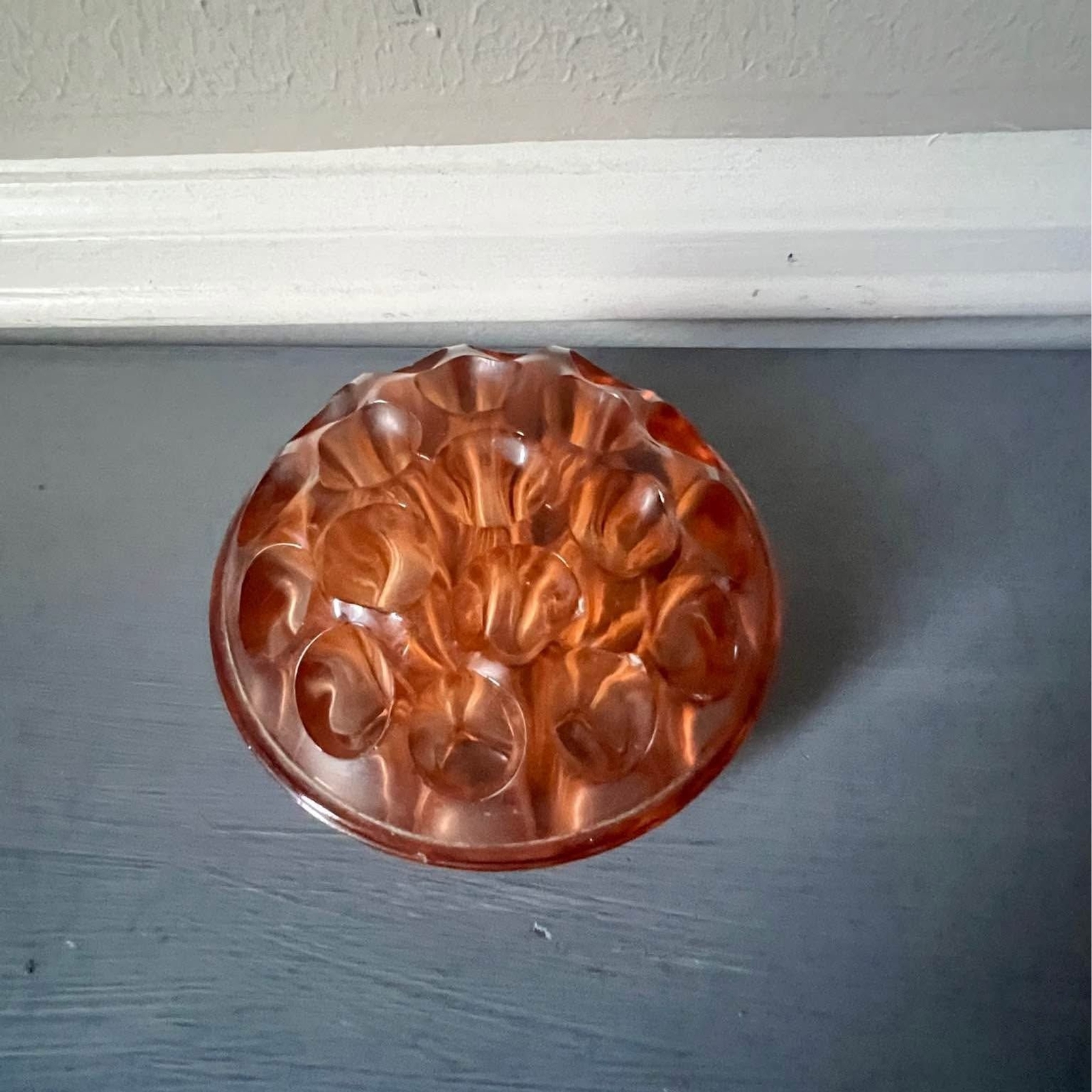 Large Pink Depression Glass 19 Hole Floral Frog