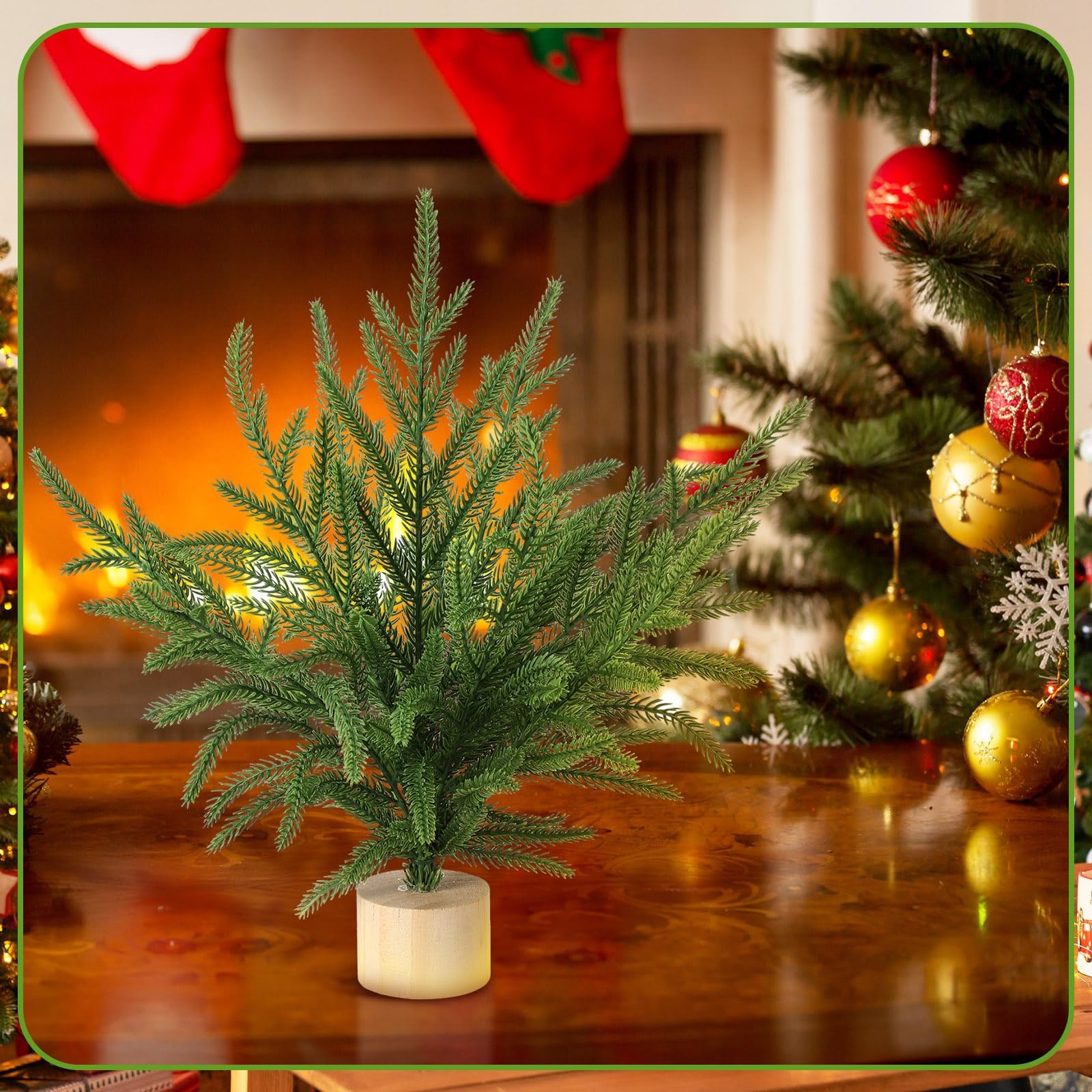 6 Pcs Artificial Norfolk Pine 12” Mini Tabletop Tree Bough Decor Christmas N…