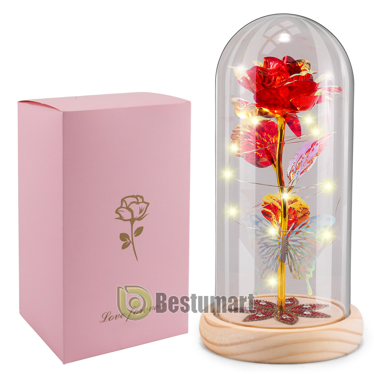 Rose Flowers Christmas Gift for Women,Glass Dome Rose Gifts for Mom Wife Grandma