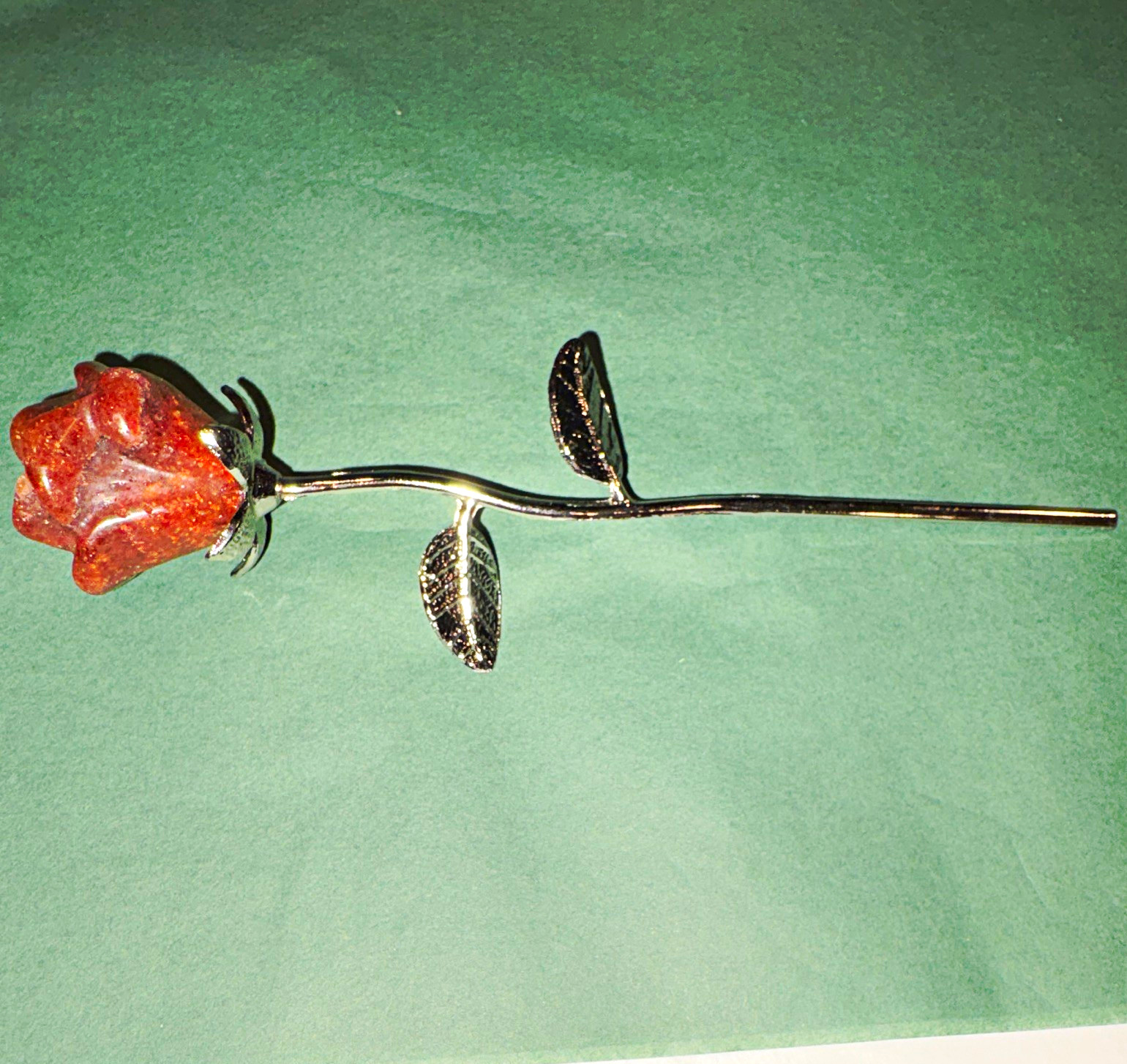 Artificial Metal Rose Flower Stem Wall Decor, Silver & Brown Floral 5 in