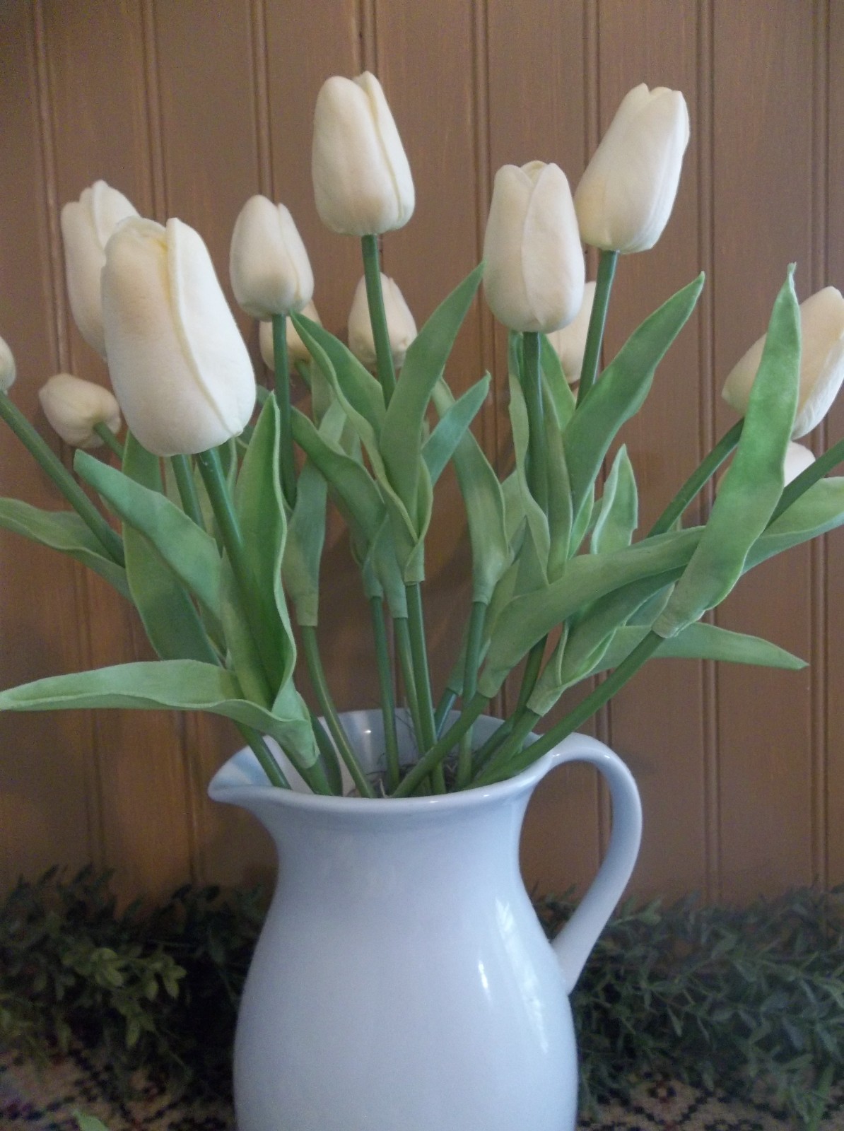 Group of Thirty Cream Colored “Real Touch” Faux Tulips