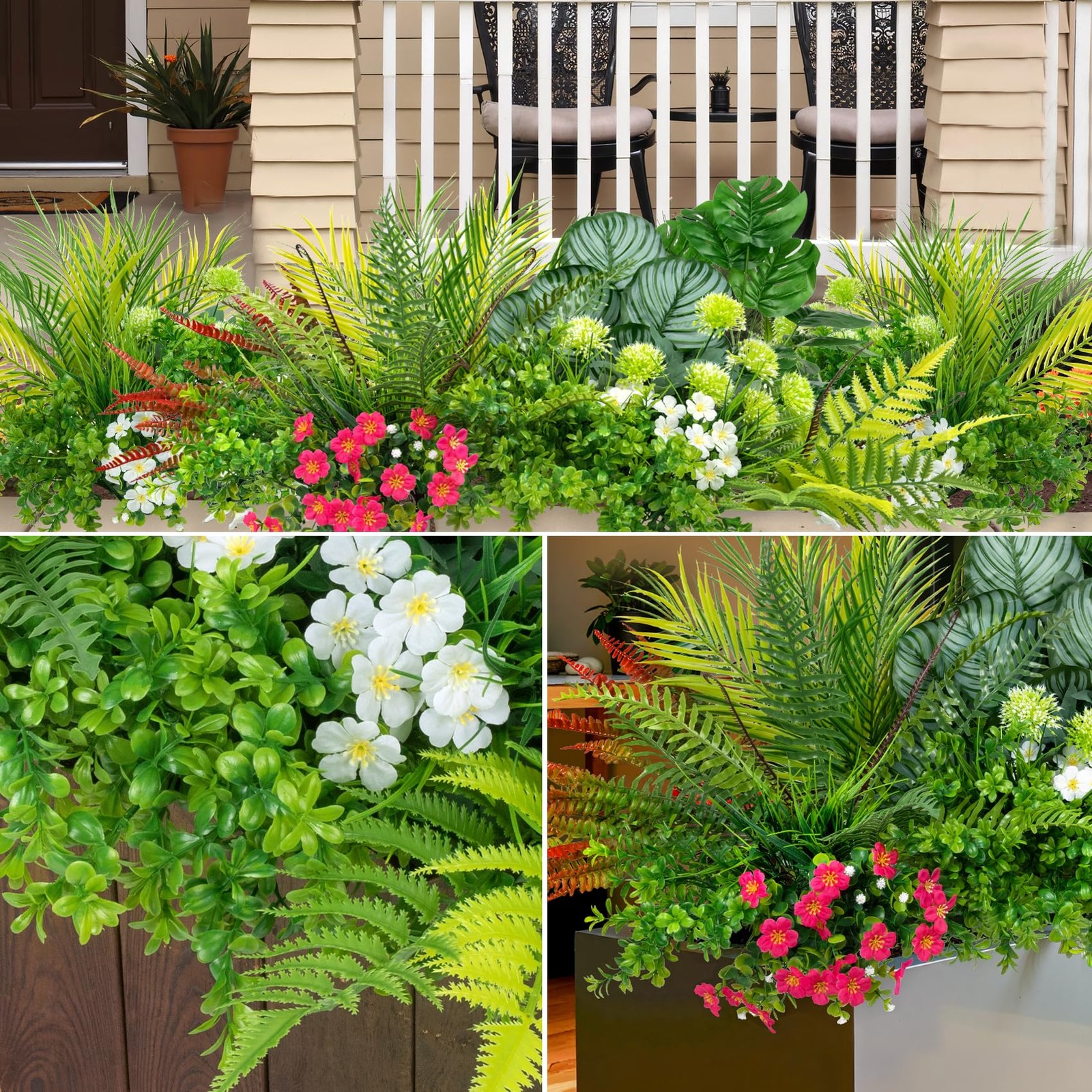 20 Pcs Artificial Plants Outdoor Fake UV Resistant Artificial Flowers Greener…