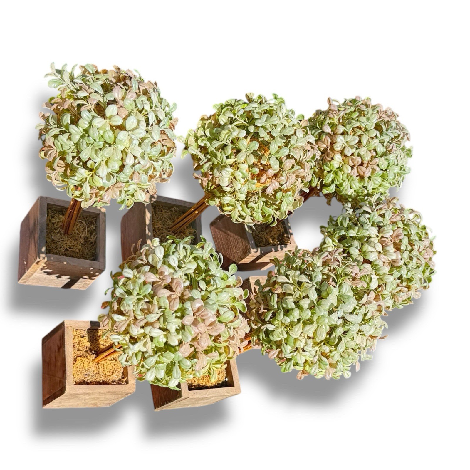 Artificial Tabletop Boxwood Topiary Trees Cottage House Granny Core Round Plant