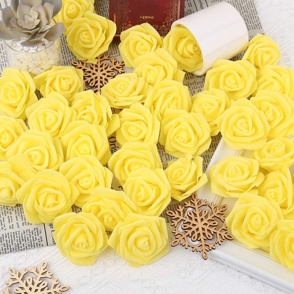 Versatile 100 Pcs Yellow Foam Roses – Ideal for Weddings, Parties & Centerpieces