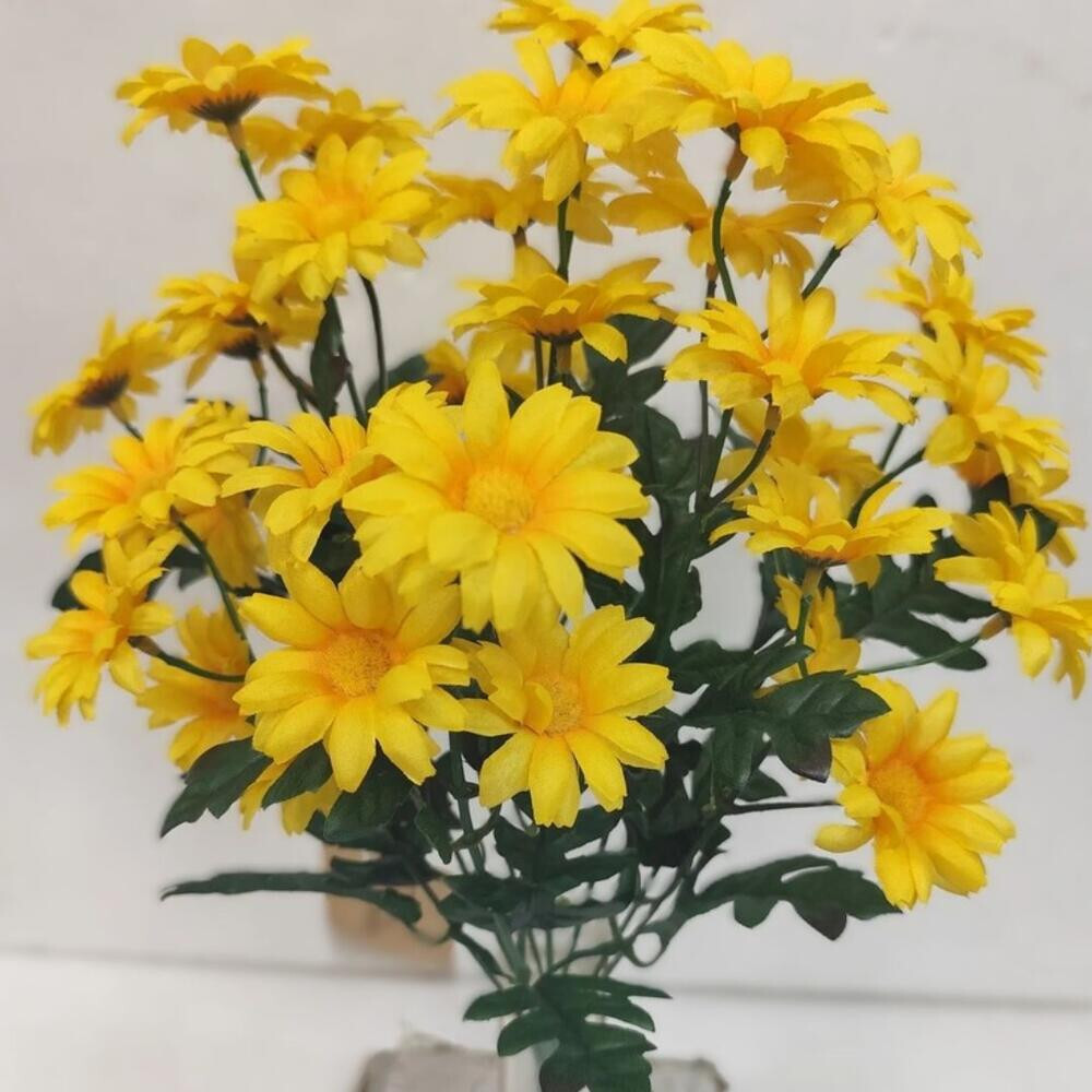 Set of 2 Yellow Artificial Daisy 16″ Floral Bushes