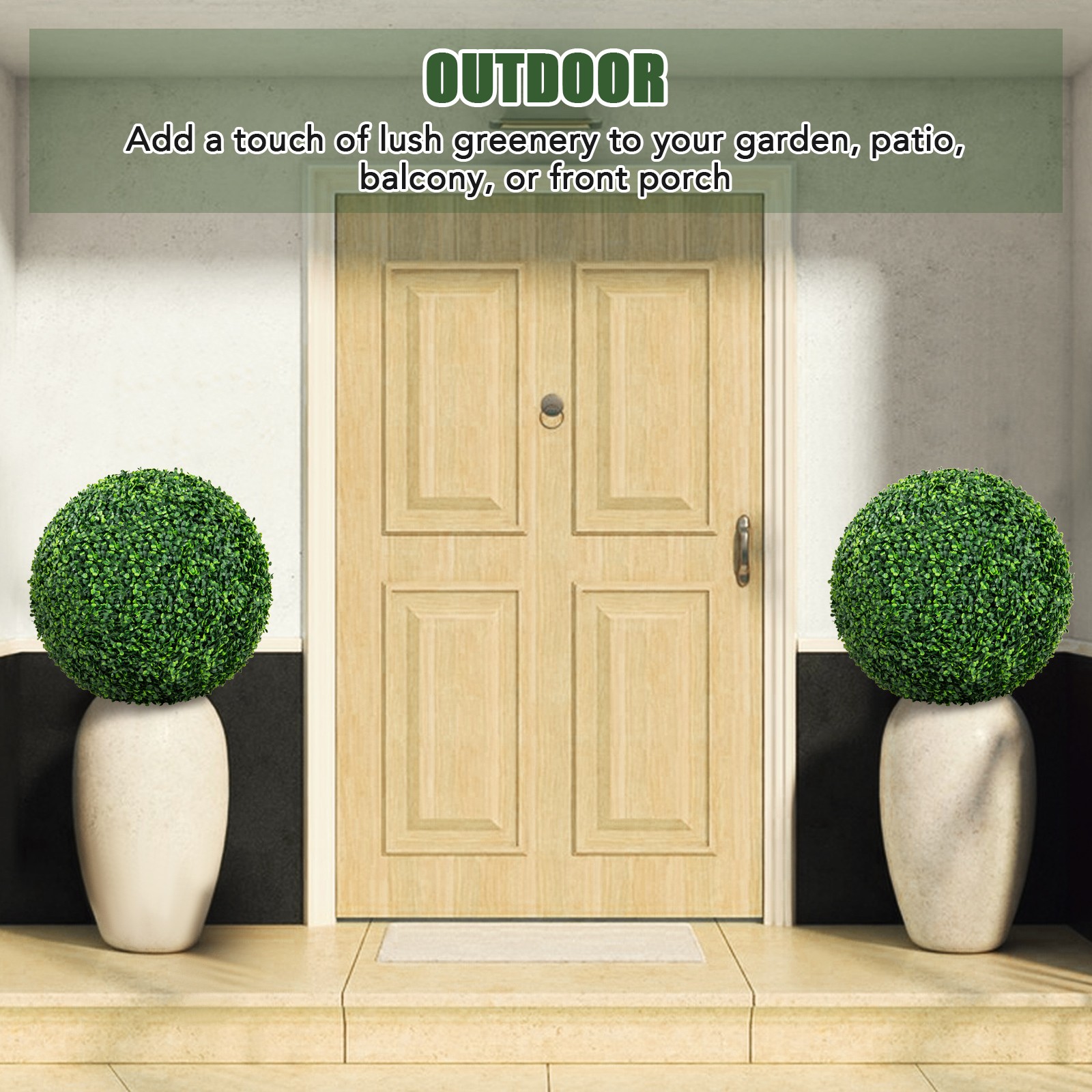 2 Pcs 20 In Artificial Plant Boxwood Topiary Ball Patio Garden Backyard Decor