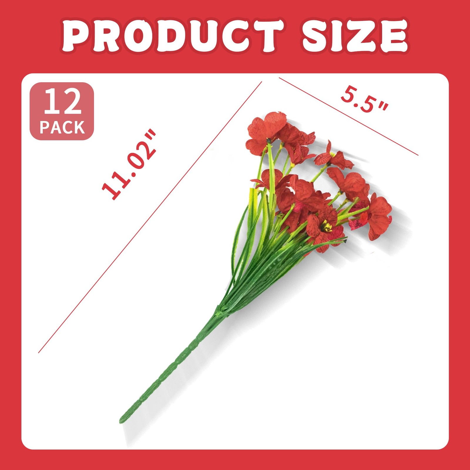 12 Bundles Red Artificial Flowers, No Fade Plastic Orchid Fake Flowers for De…