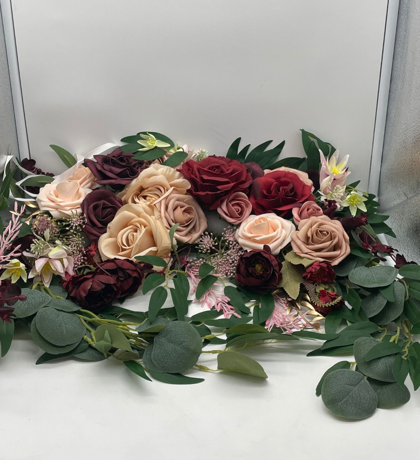 Floroom Arch Flowers with Drapes Kit (Pack of 4) – 2pcs Artificial Marsala