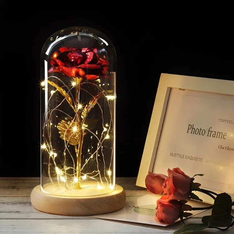 Beauty and The Beast Rose LED Enchanted Galaxy Rose Eternal Flower Lighted Décor