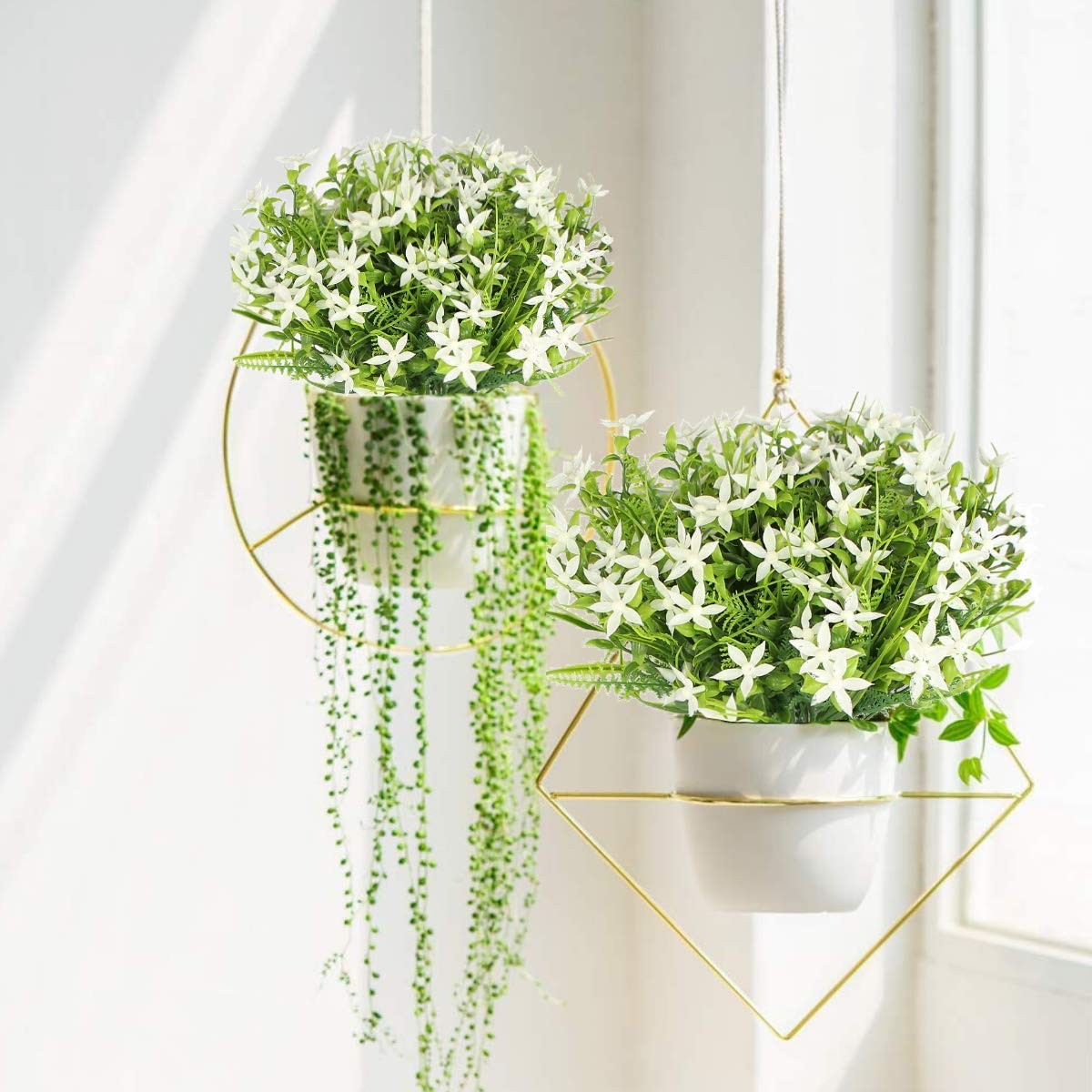 6Pcs Star Jasmine Artificial UV Resistant Flowers Outdoor Plastic Flowers