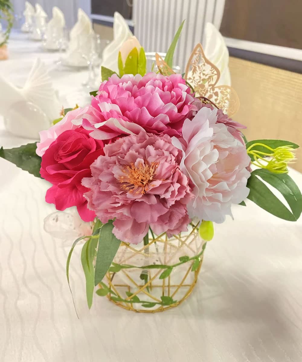 Artificial Flowers Pink Bouquets Box Set for DIY Bridal Wedding Shower Decora…