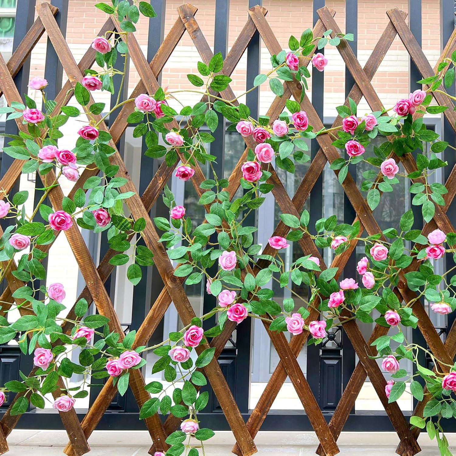 6FT Pink Rose Garland – Artificial Silk Flowers for Home & Wedding Decor (2Pc)