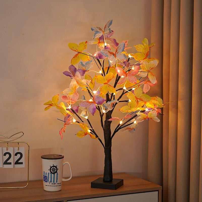 Tabletop Bonsai Tree LED Light Butterfly Design DIY Night Lamp Home Decor