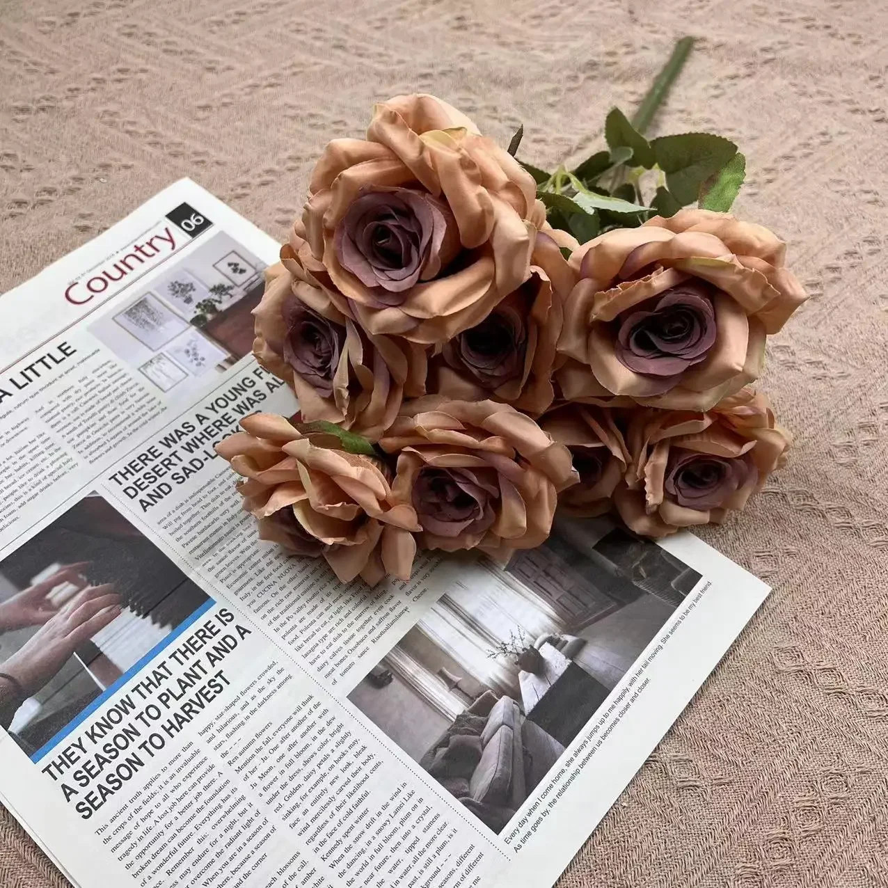 9 Head Diamond Roses European Artificial Flowers Home Wedding Rose Wedding Hotel