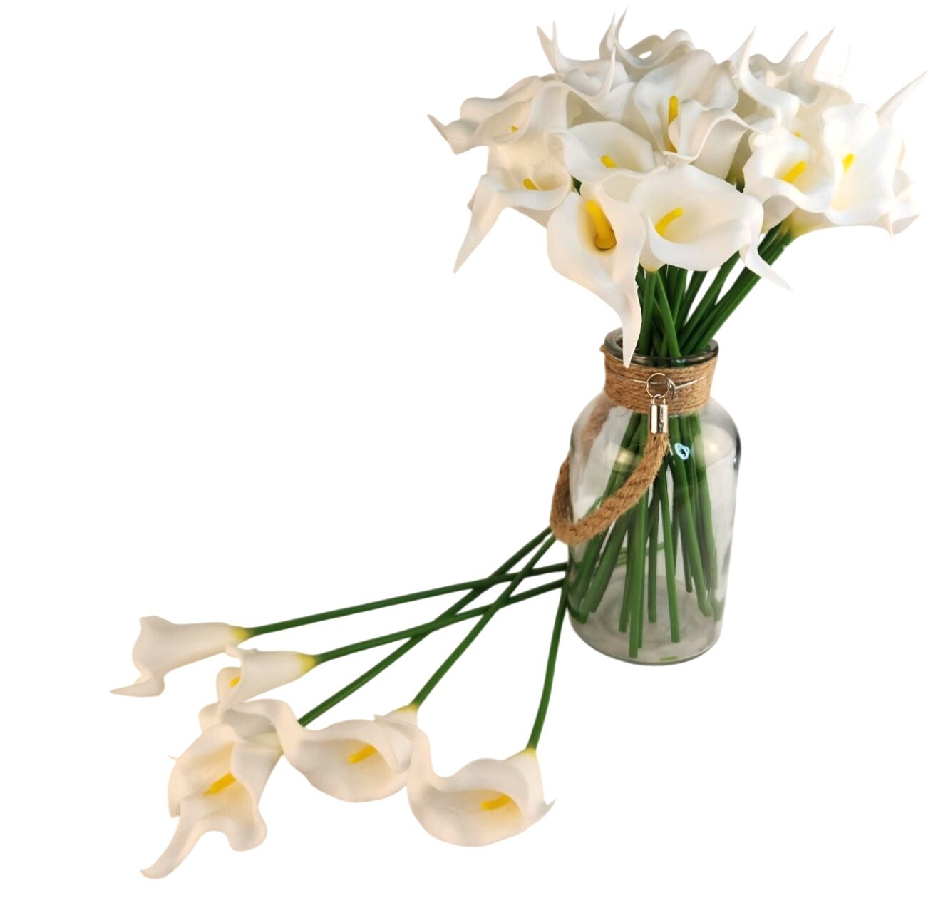 White Faux Calla Lily Stems 15 Inch Wedding Artificial Flowers Elegant Event Dec