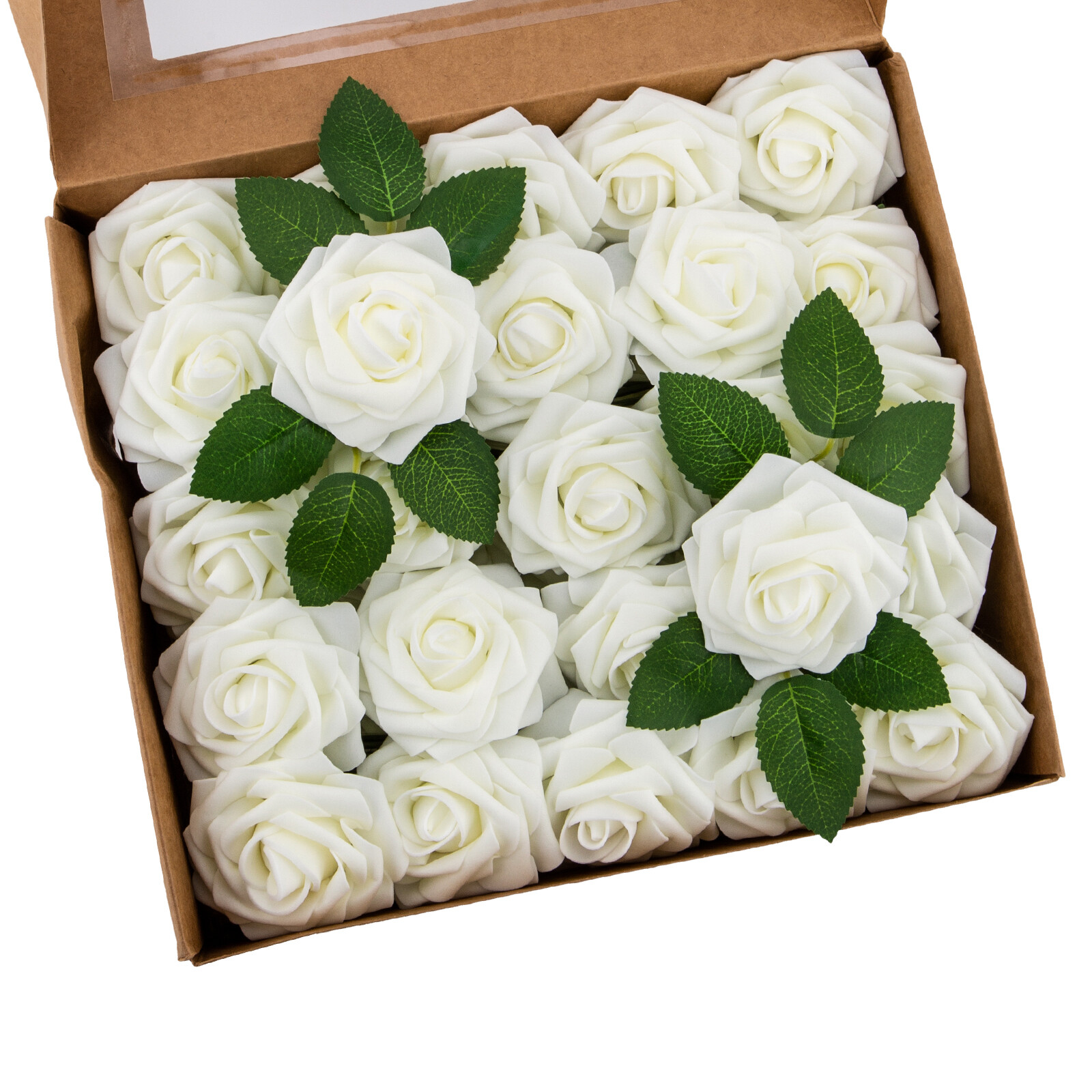 US 25/50pcs Artificial Flowers Real Looking Foam Rose Decoration DIY for Wedding