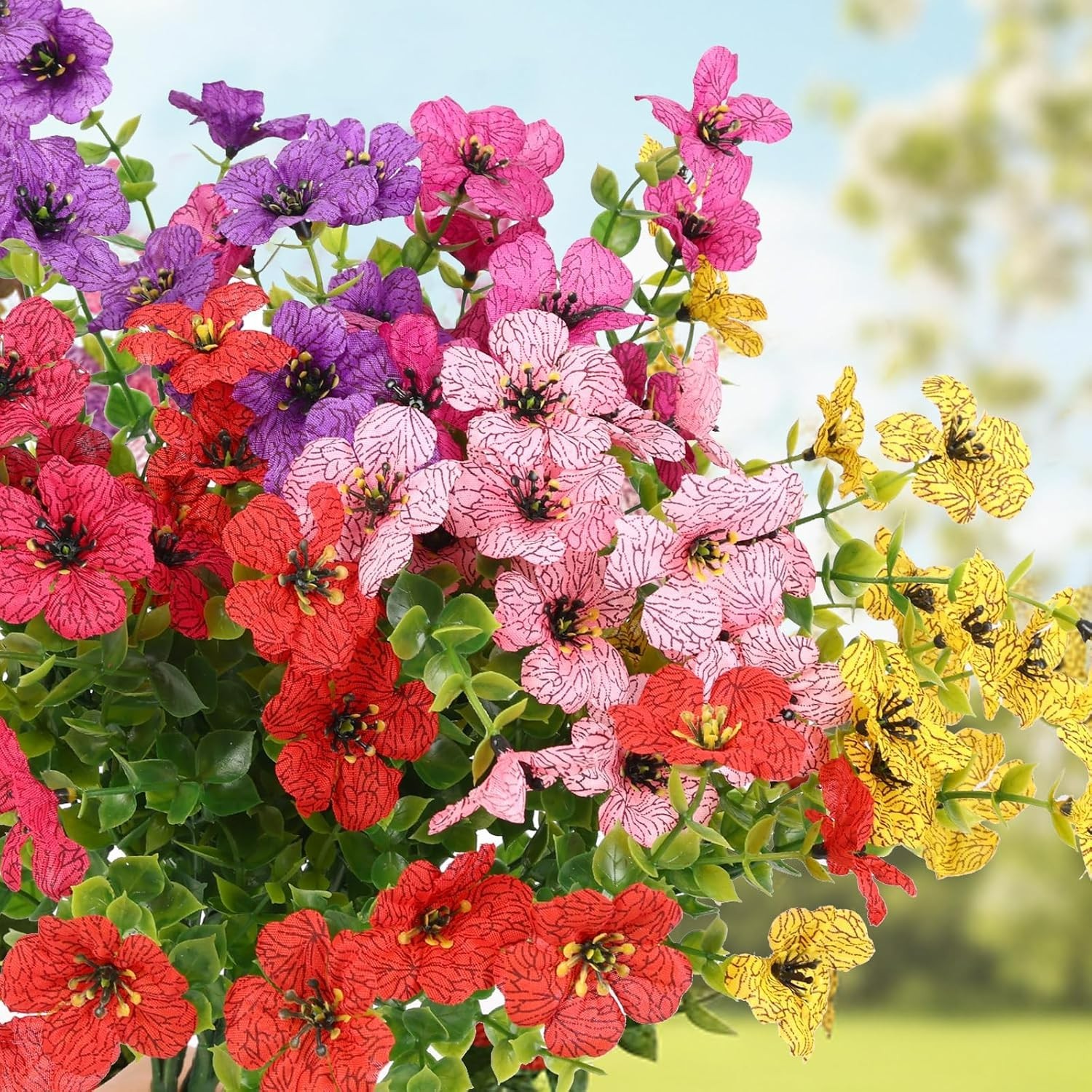 Realistic Faux Daisy Flowers – 12 Bundles in 6 Colors for Indoor/Outdoor Styling