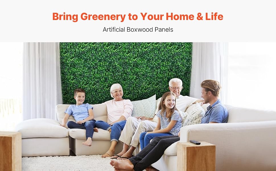 Artificial Boxwood Panel 24pcs 20 x 20 in Green Fake Grass Wall | 1.6 in Sun