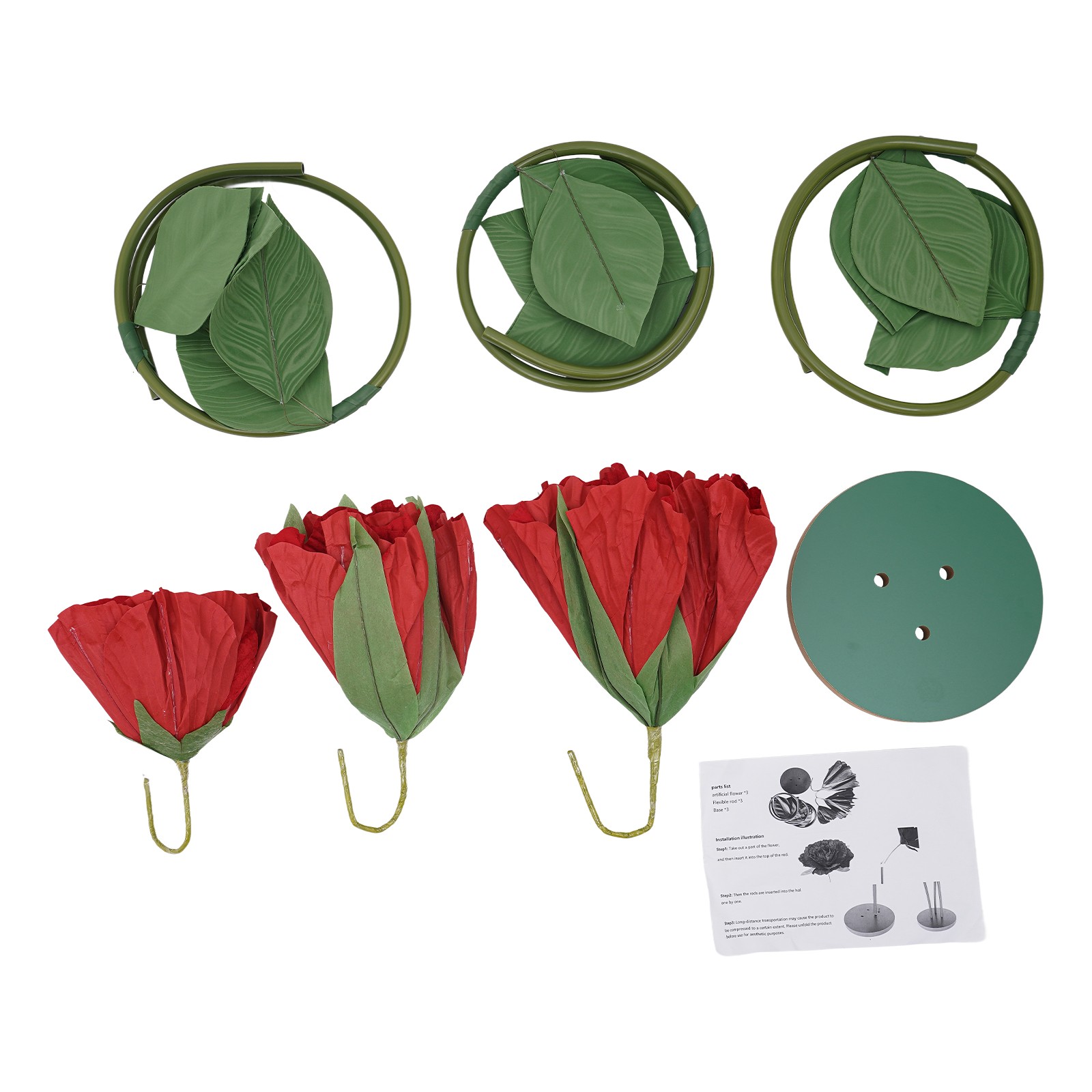 Red Rose Artificial Flower Decoration Giant Artificial Flowers with Round Base