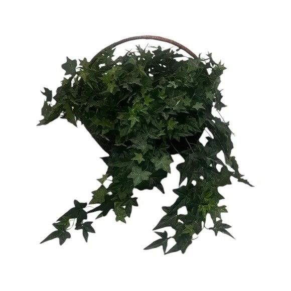 Set Of 2 Gold Leaf Collection Silk Artificial English Ivy Basket