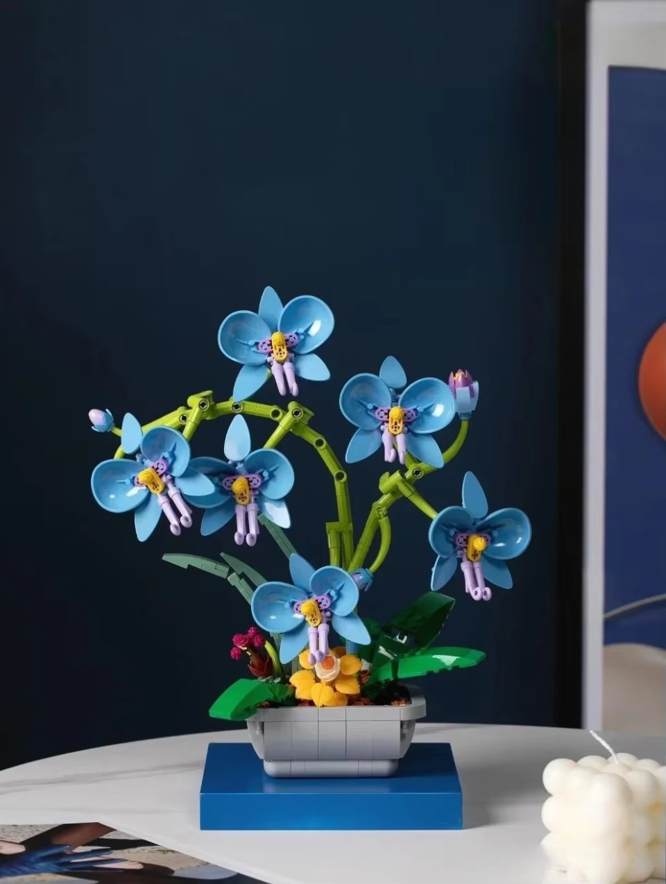 New Icons Orchid Artificial Plant, Building Set with Flowers, Home Décor Gift f