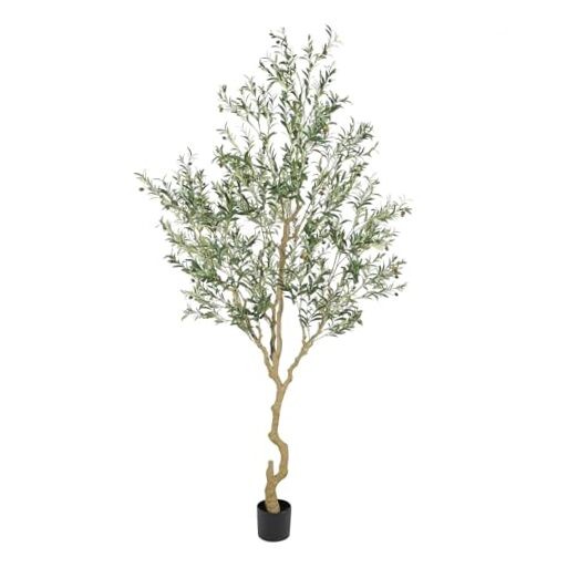Tall Faux Olive Tree，（08in） Realistic Potted Silk Artificial Olive Tree， 9ft 1