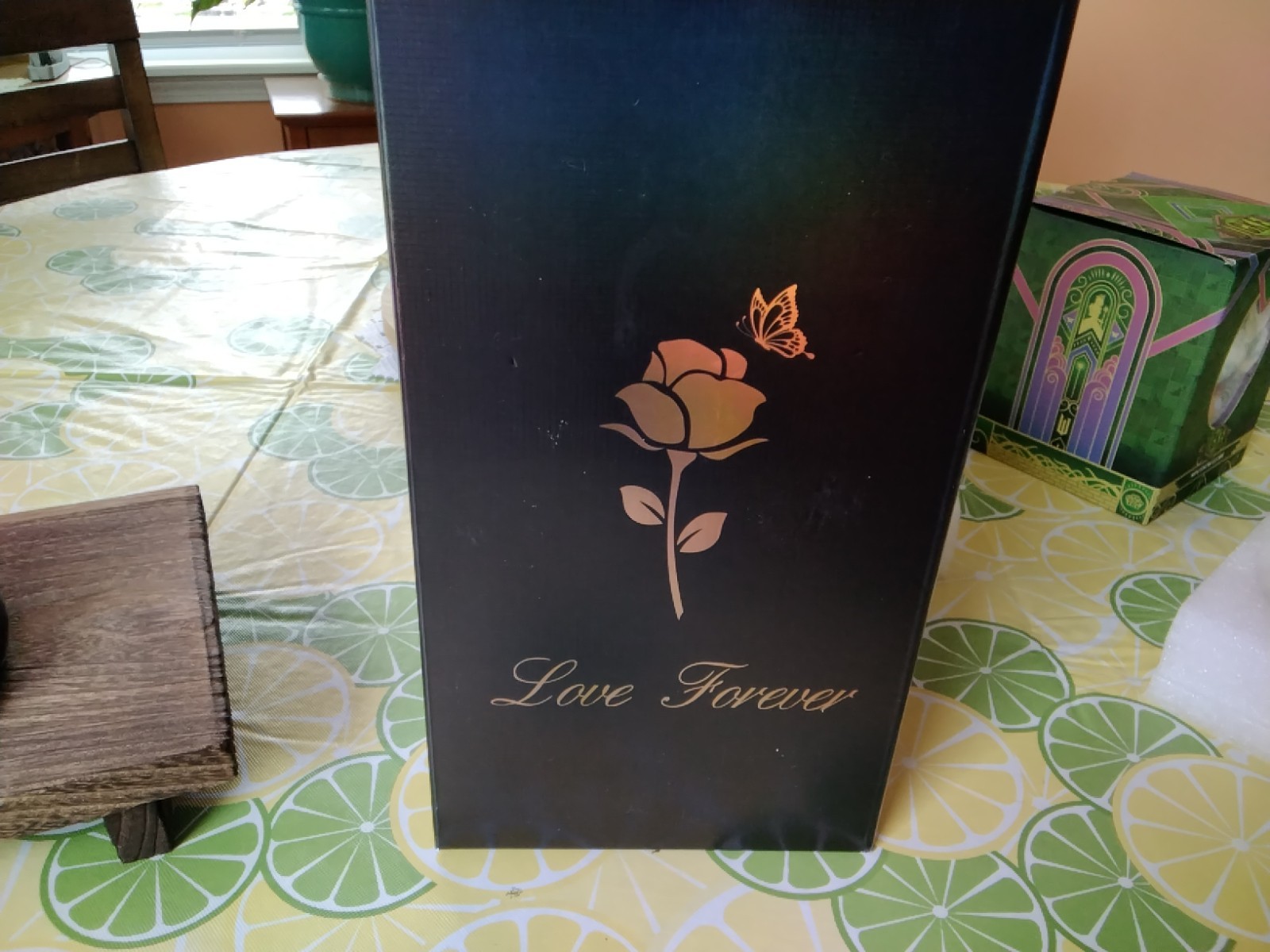 Love Forever Glass Dome With Irridescent Rose With Butterfly Battery Operated